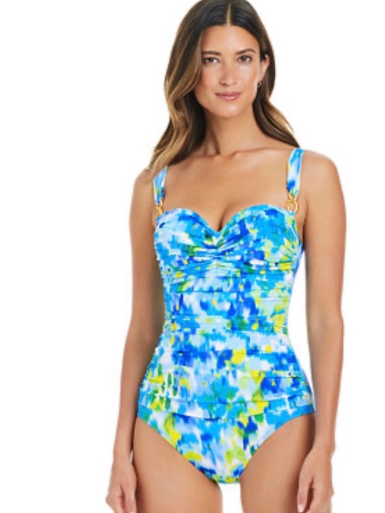 rod be at tie Other - Classic Blue Multi Ruched One-Piece Swimsuit